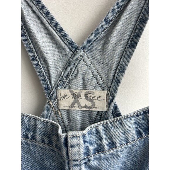 Free People We The Free FP Ziggy Shortall Shorts Denim Overalls Cuffed XS - Picture 5 of 9